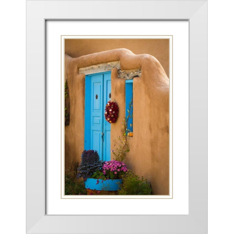 Blue Door IV White Modern Wood Framed Art Print with Double Matting by Mahan, Kathy