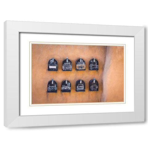Mailboxes White Modern Wood Framed Art Print with Double Matting by Mahan, Kathy