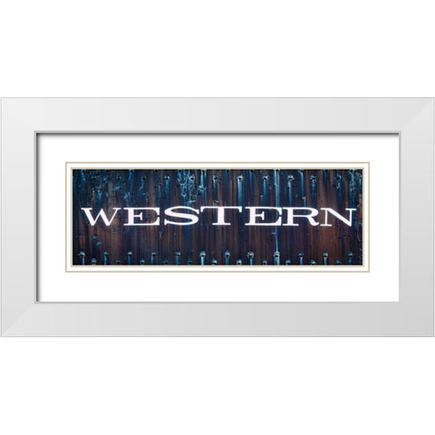 Western White Modern Wood Framed Art Print with Double Matting by Mahan, Kathy