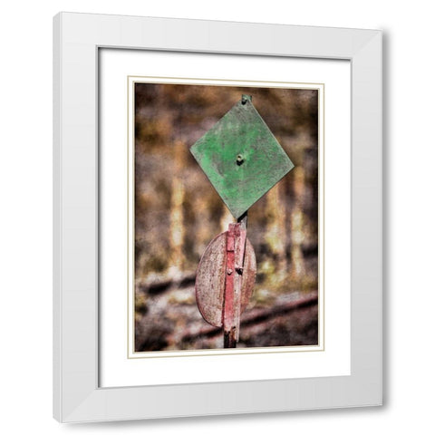 Train Signal White Modern Wood Framed Art Print with Double Matting by Mahan, Kathy
