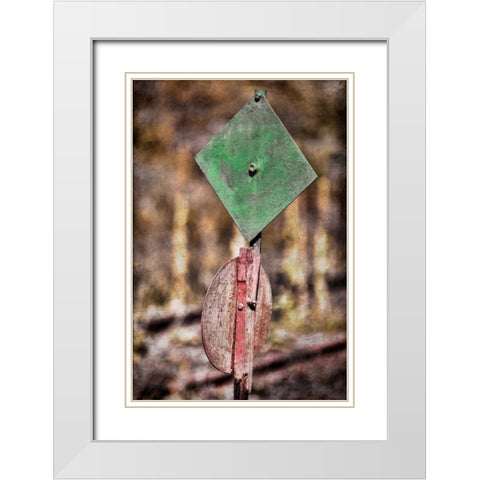 Train Signal White Modern Wood Framed Art Print with Double Matting by Mahan, Kathy