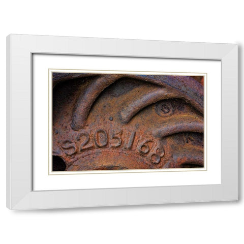 Train Wheel White Modern Wood Framed Art Print with Double Matting by Mahan, Kathy