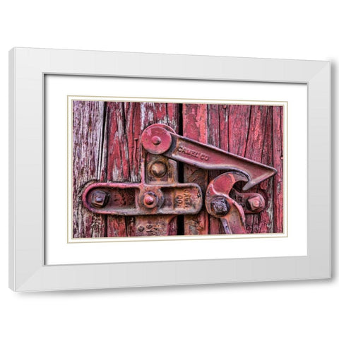 Train Lock White Modern Wood Framed Art Print with Double Matting by Mahan, Kathy