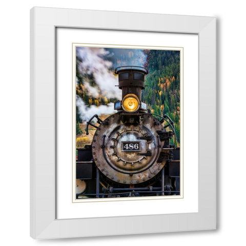 Locomotive I White Modern Wood Framed Art Print with Double Matting by Mahan, Kathy