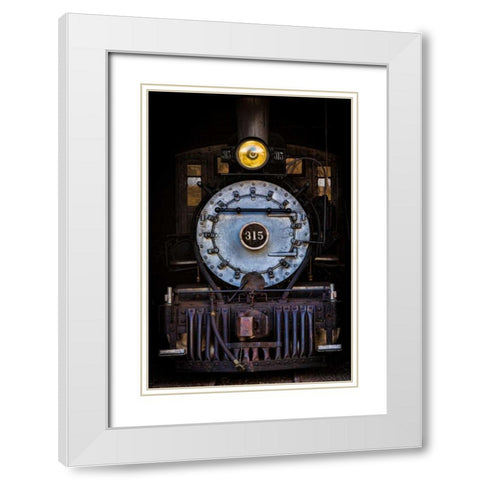 Locomotive II White Modern Wood Framed Art Print with Double Matting by Mahan, Kathy