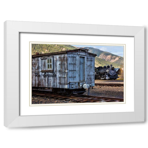 Vintage Caboose II White Modern Wood Framed Art Print with Double Matting by Mahan, Kathy