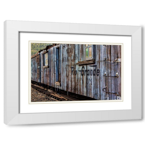 Vintage Caboose III White Modern Wood Framed Art Print with Double Matting by Mahan, Kathy