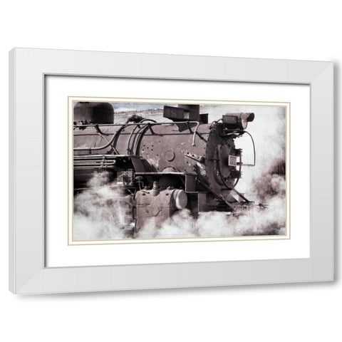 Steam Train II White Modern Wood Framed Art Print with Double Matting by Mahan, Kathy