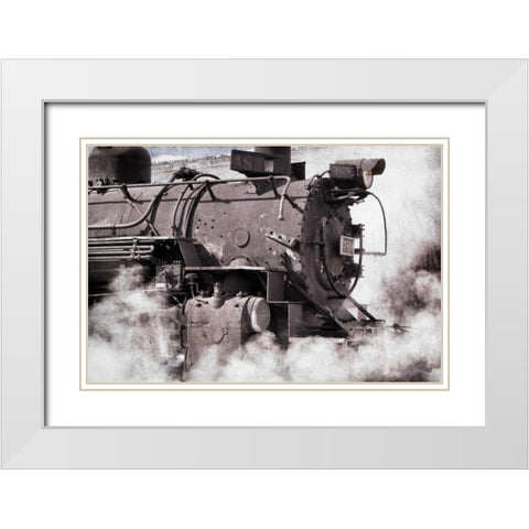 Steam Train II White Modern Wood Framed Art Print with Double Matting by Mahan, Kathy