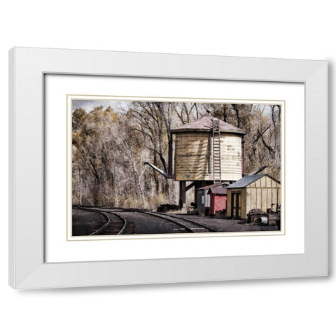 Vintage Train Yard I White Modern Wood Framed Art Print with Double Matting by Mahan, Kathy