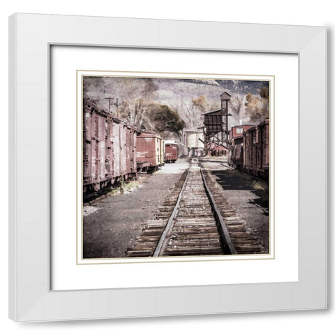 Vintage Train Yard III White Modern Wood Framed Art Print with Double Matting by Mahan, Kathy