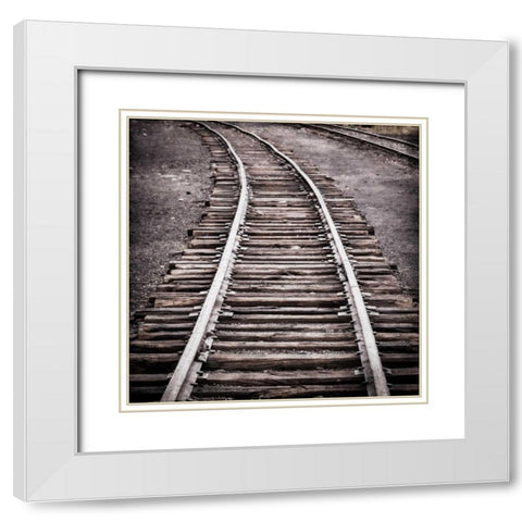 Vintage Train Yard IV White Modern Wood Framed Art Print with Double Matting by Mahan, Kathy