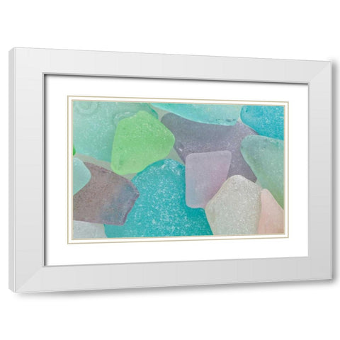 Beach Glass II White Modern Wood Framed Art Print with Double Matting by Mahan, Kathy