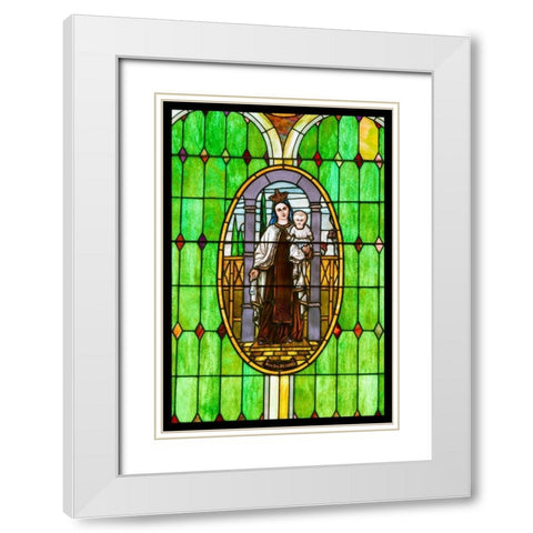 Stained Glass VII White Modern Wood Framed Art Print with Double Matting by Mahan, Kathy
