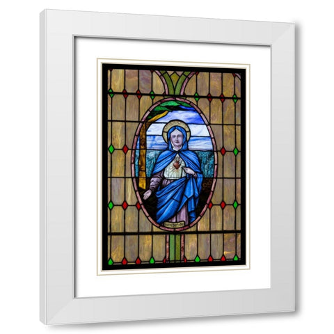 Stained Glass VIII White Modern Wood Framed Art Print with Double Matting by Mahan, Kathy