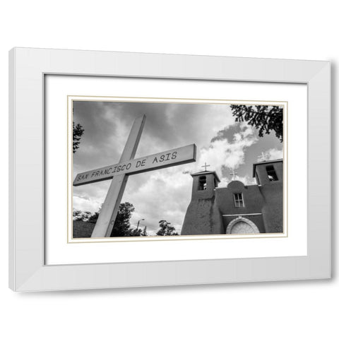 New Mexico Church I White Modern Wood Framed Art Print with Double Matting by Mahan, Kathy