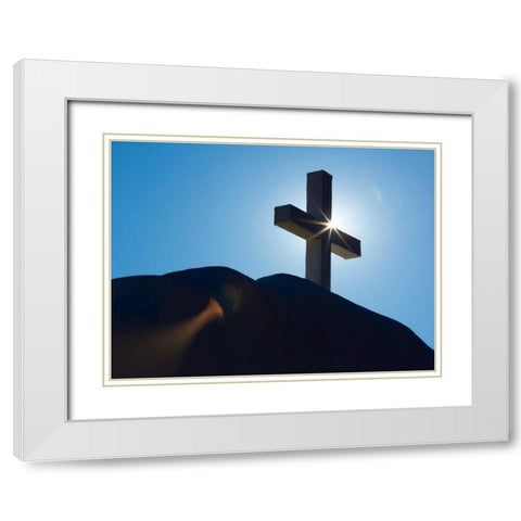 Church Cross I White Modern Wood Framed Art Print with Double Matting by Mahan, Kathy