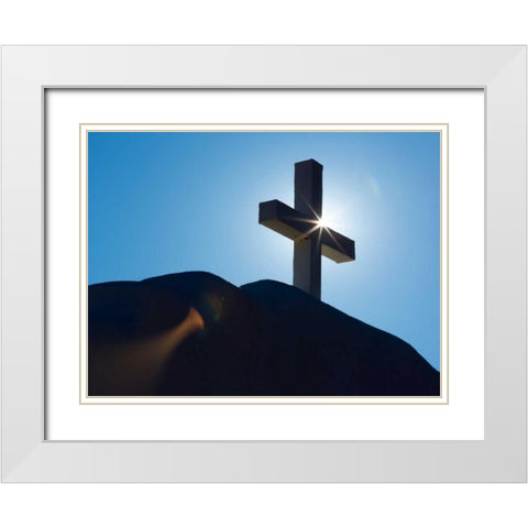 Church Cross I White Modern Wood Framed Art Print with Double Matting by Mahan, Kathy