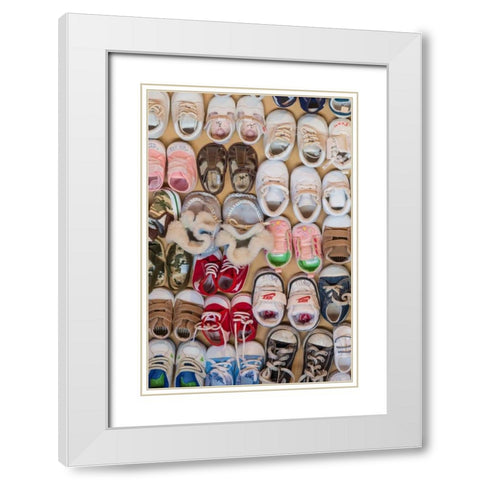 Baby Shoes II White Modern Wood Framed Art Print with Double Matting by Mahan, Kathy