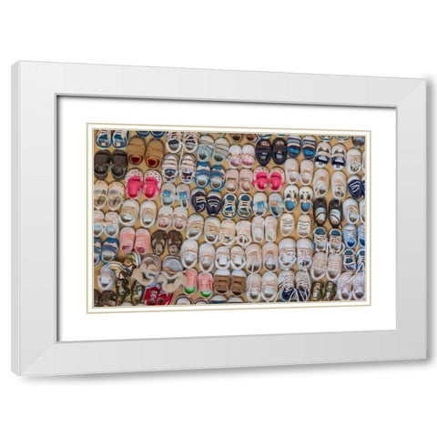 Baby Shoes III White Modern Wood Framed Art Print with Double Matting by Mahan, Kathy