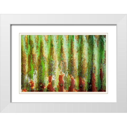 Corrugated Metal White Modern Wood Framed Art Print with Double Matting by Mahan, Kathy