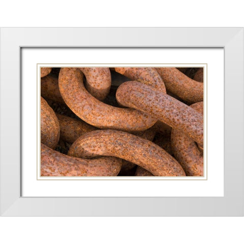 Maritime Chain I White Modern Wood Framed Art Print with Double Matting by Mahan, Kathy