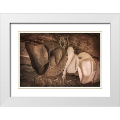 Cowboy Hats White Modern Wood Framed Art Print with Double Matting by Mahan, Kathy