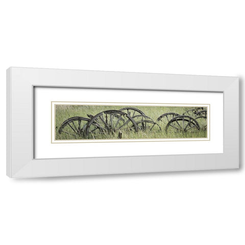 Old Wagon Wheels III White Modern Wood Framed Art Print with Double Matting by Mahan, Kathy