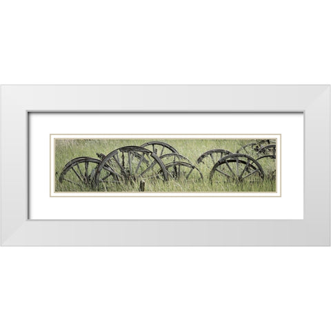 Old Wagon Wheels III White Modern Wood Framed Art Print with Double Matting by Mahan, Kathy