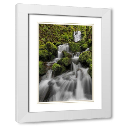 Waterfall I White Modern Wood Framed Art Print with Double Matting by Mahan, Kathy