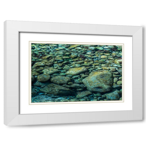 Sol Duc River Rocks II White Modern Wood Framed Art Print with Double Matting by Mahan, Kathy