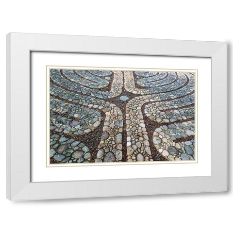 Halls Hill Labyrinth I White Modern Wood Framed Art Print with Double Matting by Mahan, Kathy