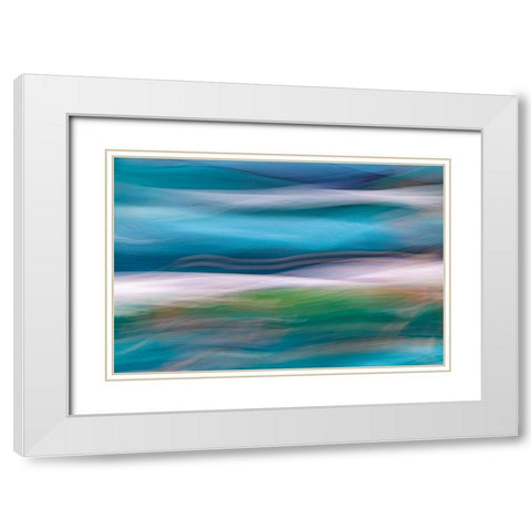 Waves of Blue II White Modern Wood Framed Art Print with Double Matting by Mahan, Kathy