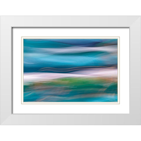 Waves of Blue II White Modern Wood Framed Art Print with Double Matting by Mahan, Kathy