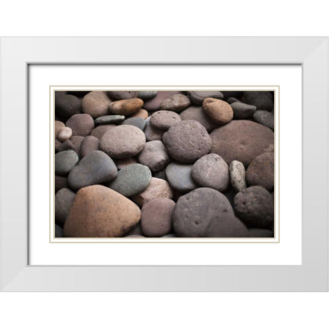 Pebble Patch I White Modern Wood Framed Art Print with Double Matting by Millet, Karyn