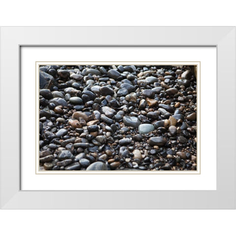 Pebble Patch II White Modern Wood Framed Art Print with Double Matting by Millet, Karyn