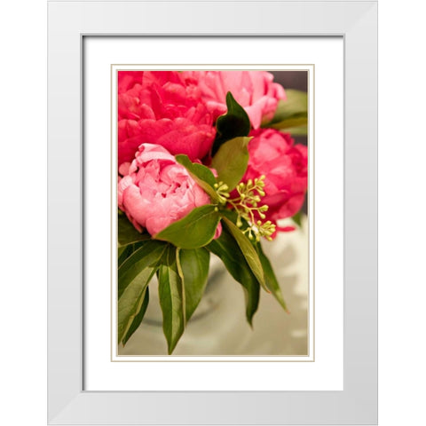 Peonies I White Modern Wood Framed Art Print with Double Matting by Millet, Karyn