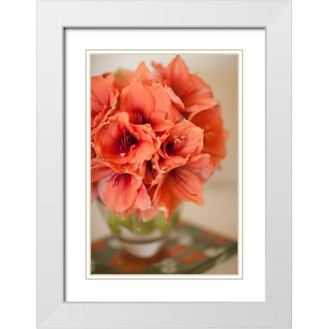 Peach Bouquet White Modern Wood Framed Art Print with Double Matting by Millet, Karyn