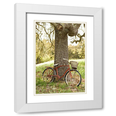 Go by Bike II White Modern Wood Framed Art Print with Double Matting by Millet, Karyn
