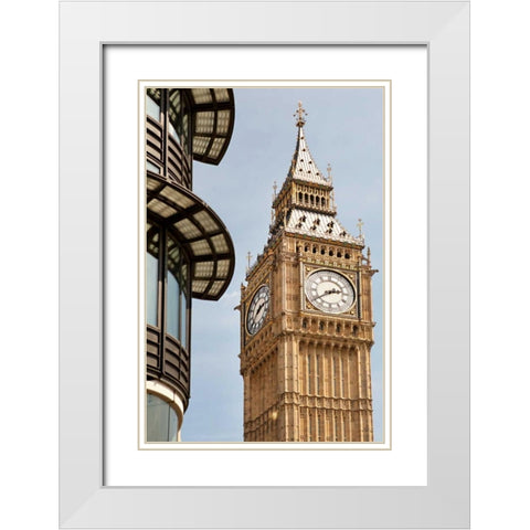 Big Ben V White Modern Wood Framed Art Print with Double Matting by Millet, Karyn