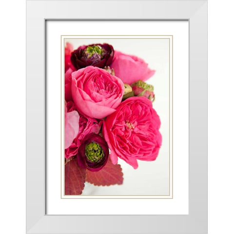 Peony Bouquet II White Modern Wood Framed Art Print with Double Matting by Millet, Karyn