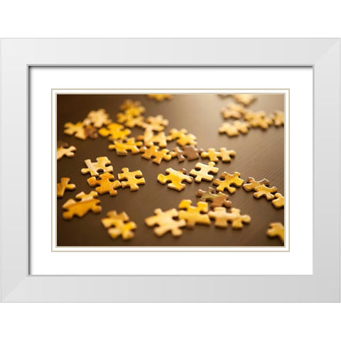 Puzzle I White Modern Wood Framed Art Print with Double Matting by Millet, Karyn