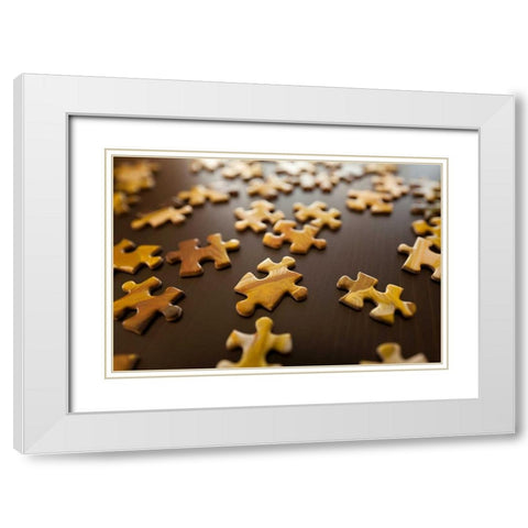 Puzzle II White Modern Wood Framed Art Print with Double Matting by Millet, Karyn