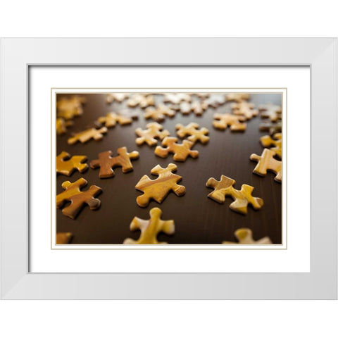 Puzzle II White Modern Wood Framed Art Print with Double Matting by Millet, Karyn