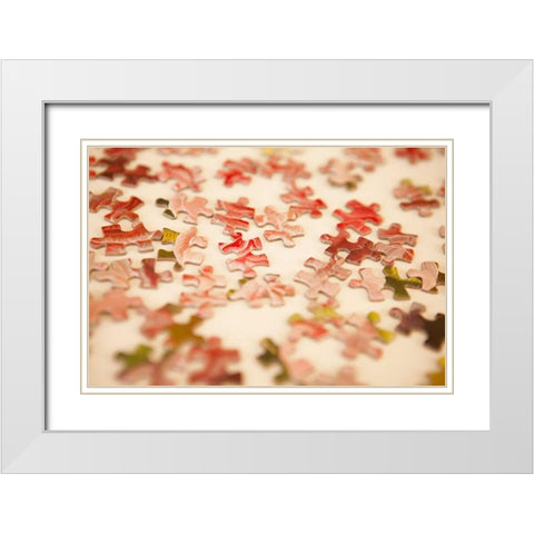 Puzzle III White Modern Wood Framed Art Print with Double Matting by Millet, Karyn