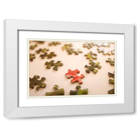 Puzzle IV White Modern Wood Framed Art Print with Double Matting by Millet, Karyn