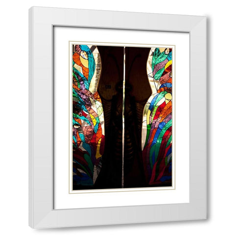 Stained Glass I White Modern Wood Framed Art Print with Double Matting by Millet, Karyn