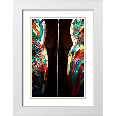 Stained Glass I White Modern Wood Framed Art Print with Double Matting by Millet, Karyn