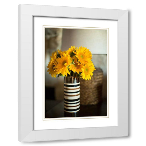 Sunflower Bouquet White Modern Wood Framed Art Print with Double Matting by Millet, Karyn