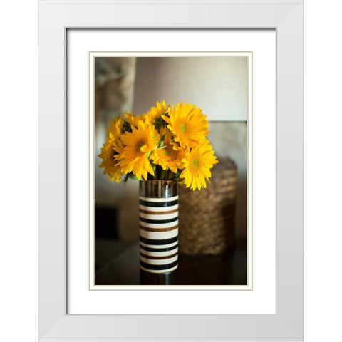 Sunflower Bouquet White Modern Wood Framed Art Print with Double Matting by Millet, Karyn